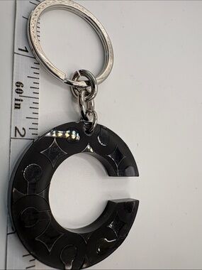 Coach Acrylic Black 'C' Logo Keyring Keychain